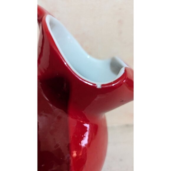 Art Deco Tilted Balloon Pitcher in Tomato Red C. Farmhouse MCM decor - Picture 7 of 10